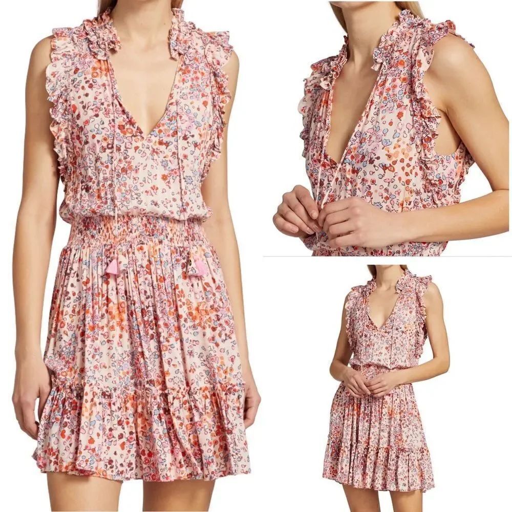 ✨NWT Poupette St Barth - Triny Floral-Print Mini Dress - Pink Murrina